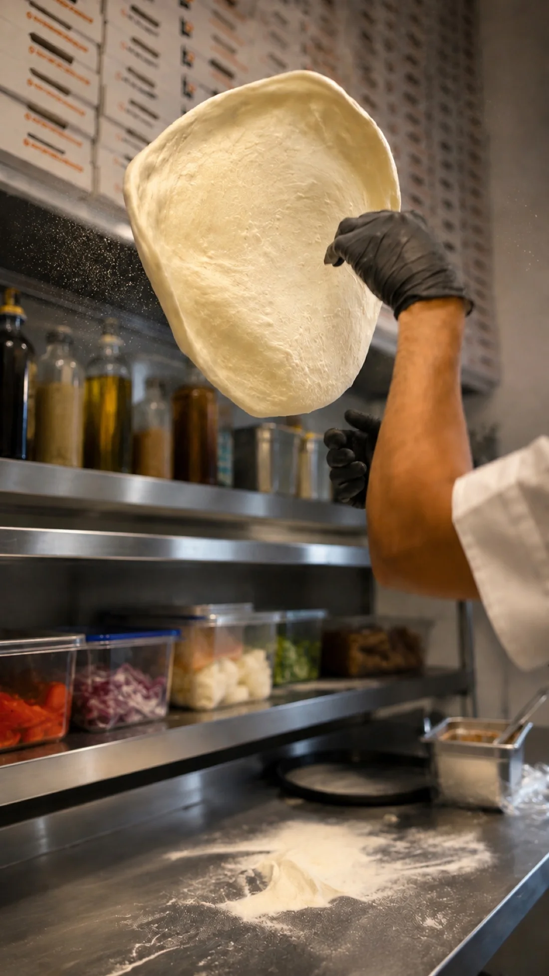 Masa de pizza trabajada a mano